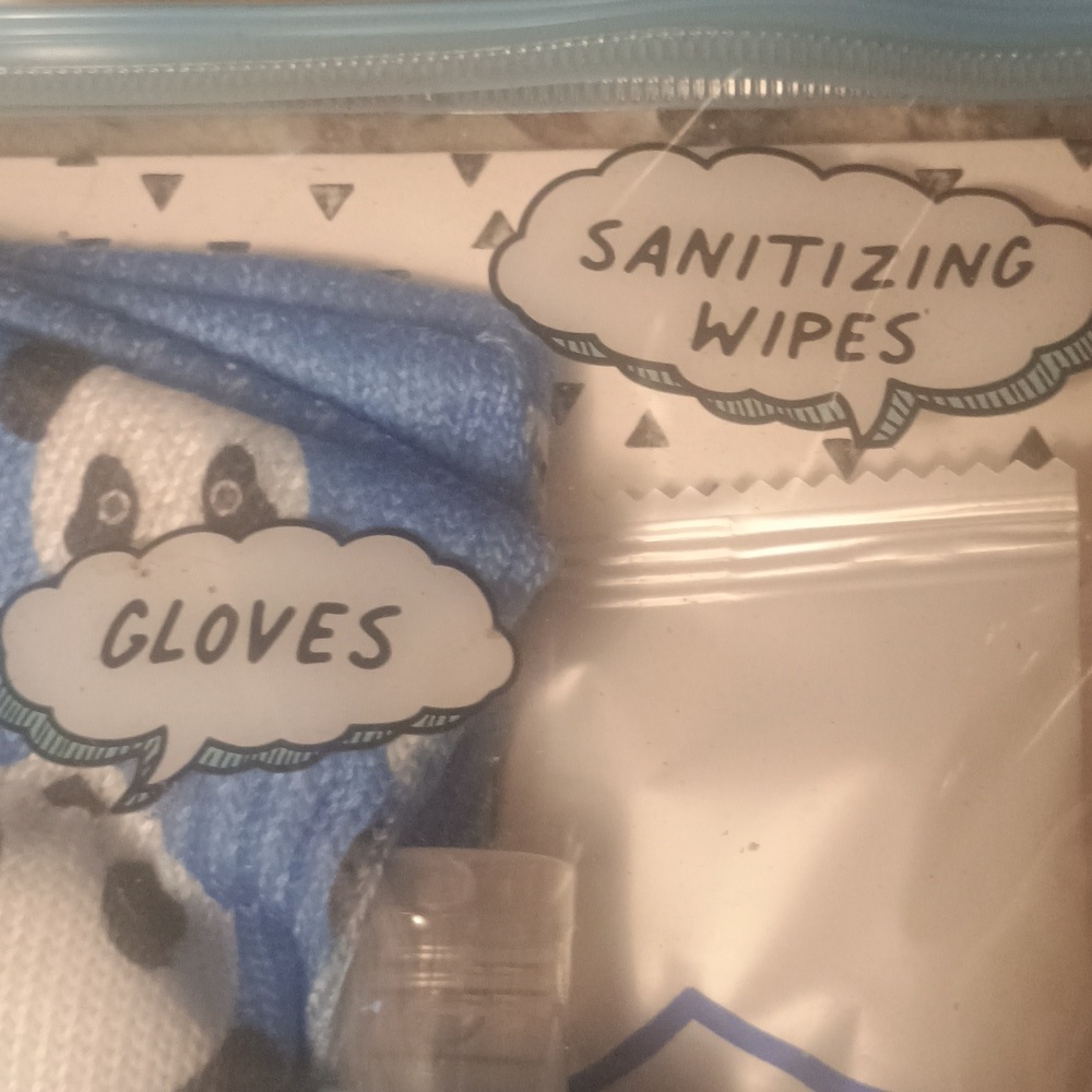Kids Essentials Travel Kit with Panda Design Hand Sanitizer Gloves Mask Wipes - Picture 6 of 6